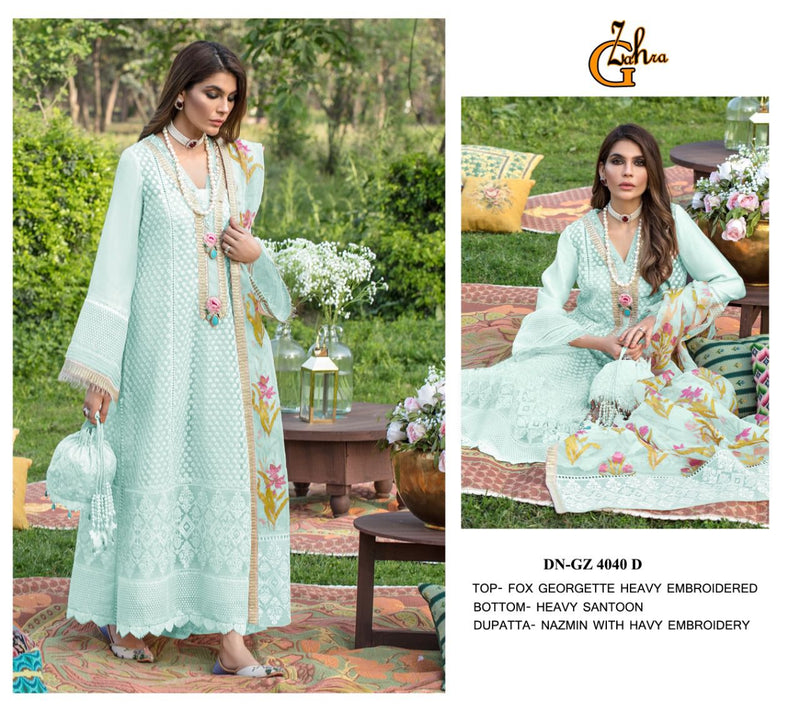 G Zahra DNO GZ 4040 Fox Georgette Designer Pakistani Style Wedding Wear Salwar Suits