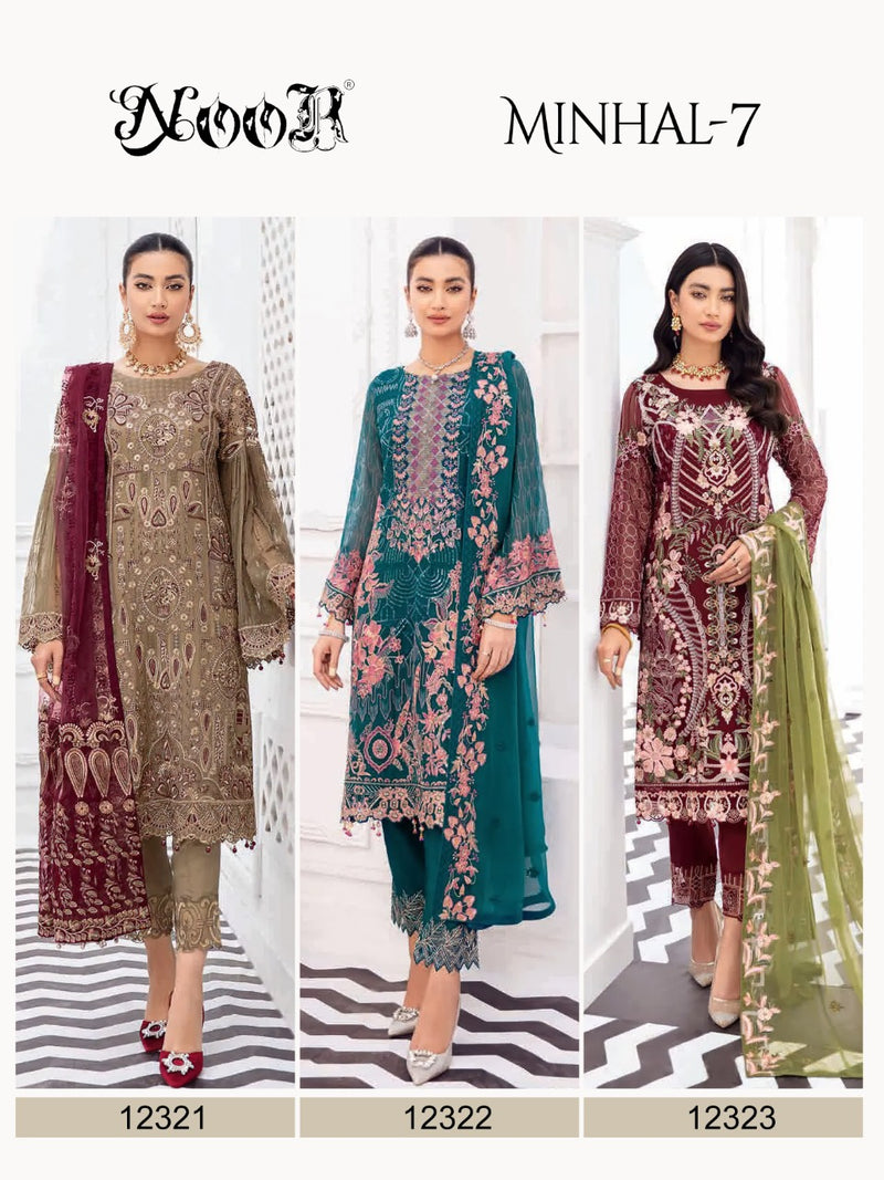 Noor Minhal Vol 7 Georgette With Heavy Embroidery Work Stylish Designer Pakistani Salwar kameez