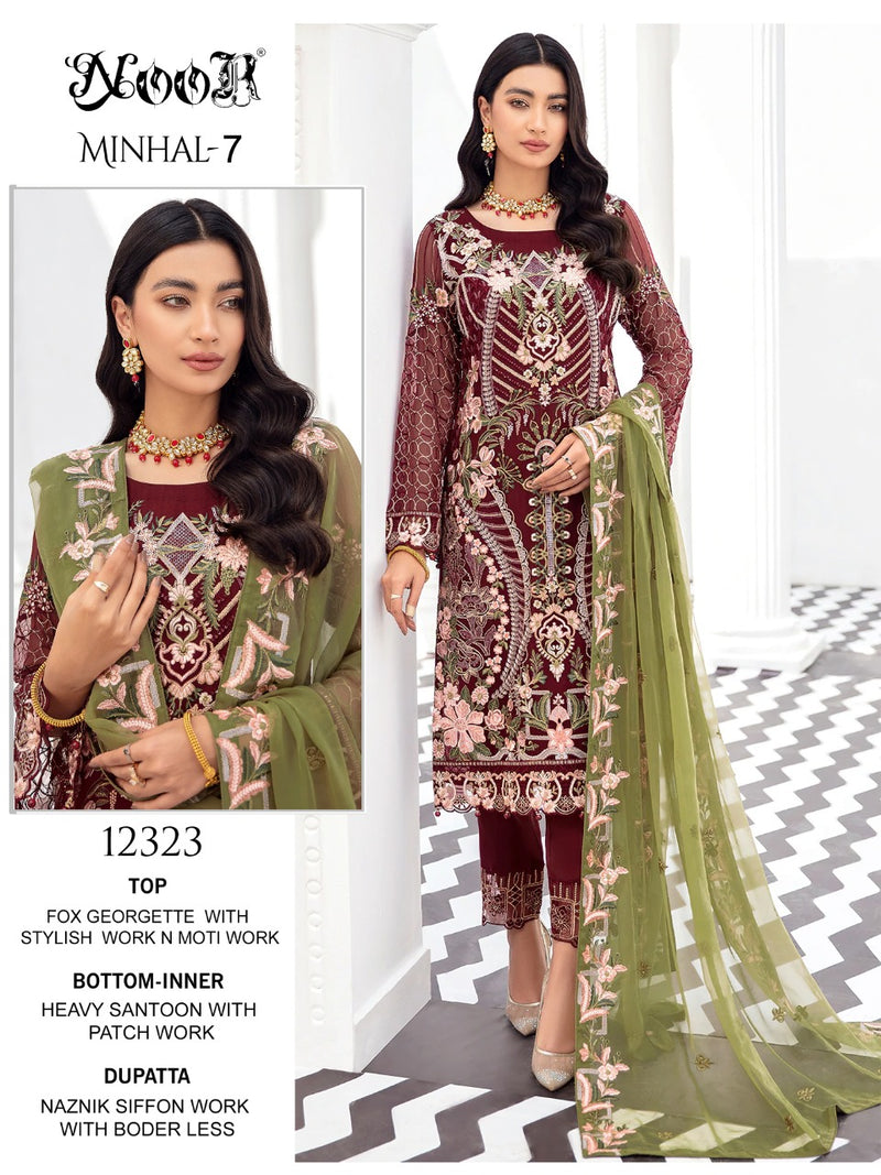 Noor Minhal Vol 7 Georgette With Heavy Embroidery Work Stylish Designer Pakistani Salwar kameez