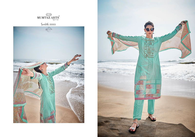 Mumtaz Arts Samah Pure Lawn cotton With Embroidery Work Stylish Designer Party Wear salwar Kameez