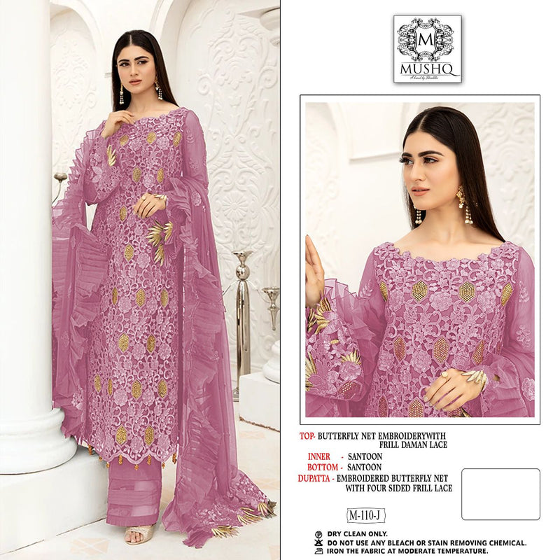 Mushq M-110 J Butterfly Net Stylish Embroidery Work Designer Wear Salwar Kameez