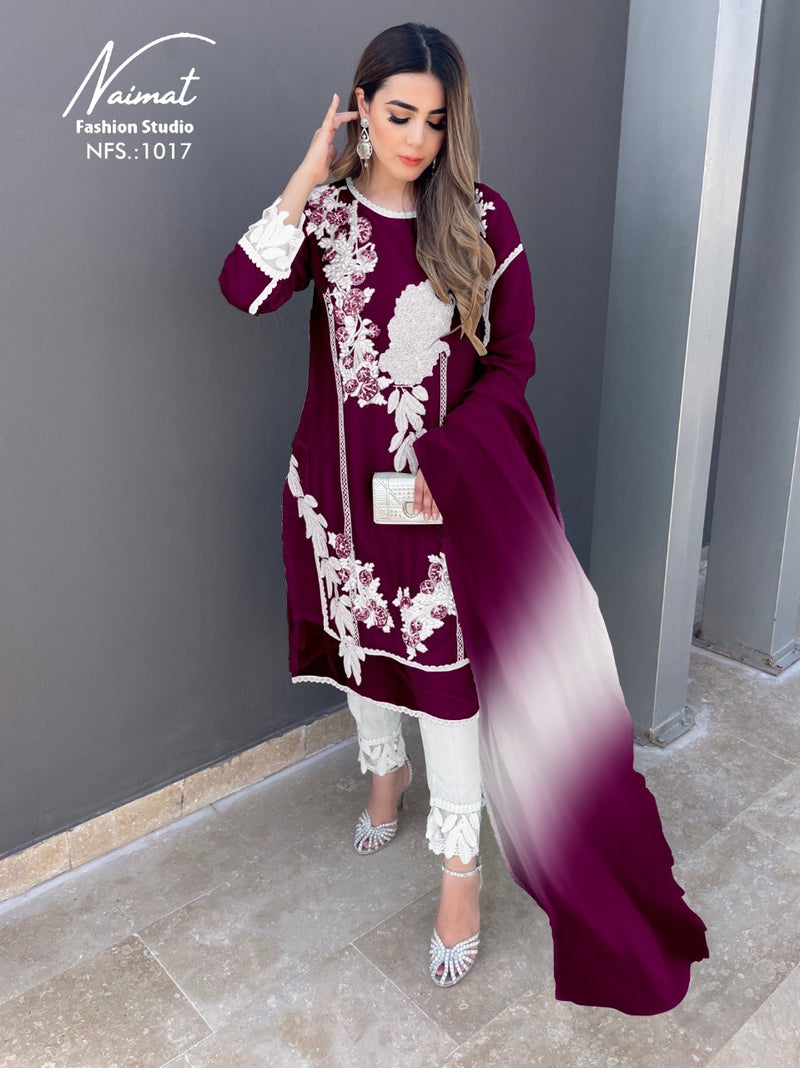 Naimat Fashion Studio Nfs 1017 B Georgette With Embroidery Stylish Designer Wear Pret Kurti