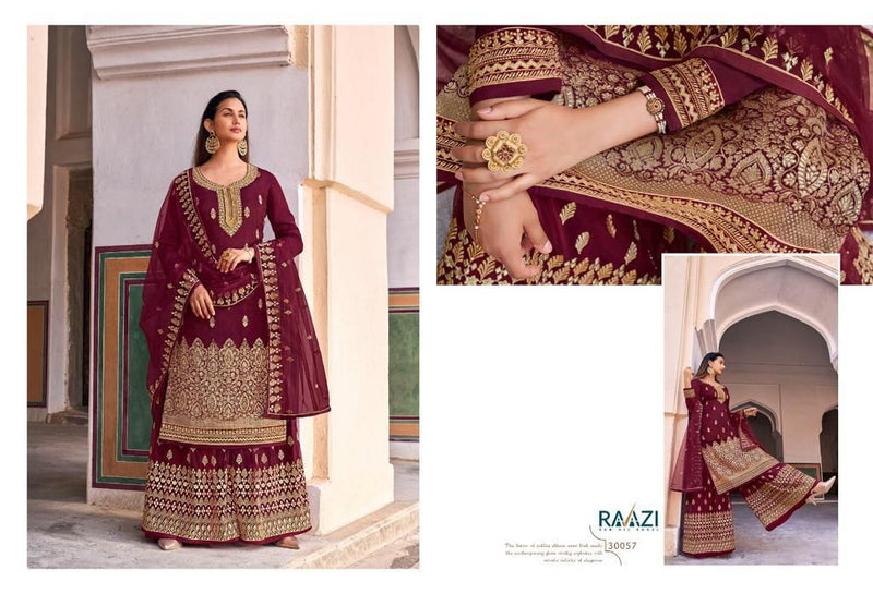 Razi Mehwish Dno 30057 Dola Jacquard With Embroidered Stylish Designer Party Wear Salwar Suit