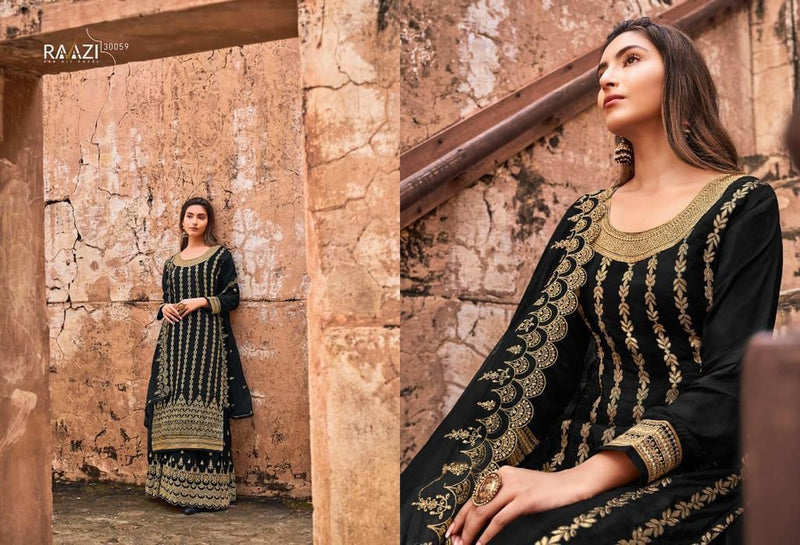 Razi Mehwish Dno 30059 Dola Jacquard With Embroidered Stylish Designer Party Wear Salwar Suit