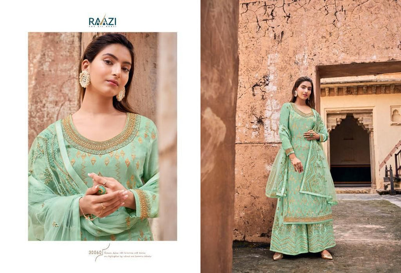 Razi Mehwish Dno 30060 Dola Jacquard With Embroidered Stylish Designer Party Wear Salwar Suit