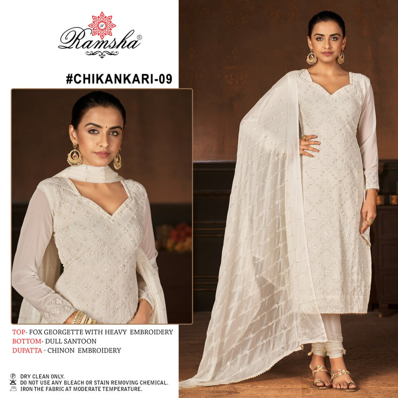 Ramsha Chikankari 09 Georgette Stylish Designer Party Wear Salwar Kameez