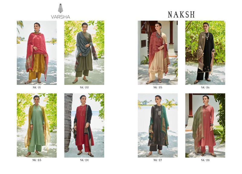 Varsha Naksh Monga Silk With Embroidered Designer Stylish Salwar Suit