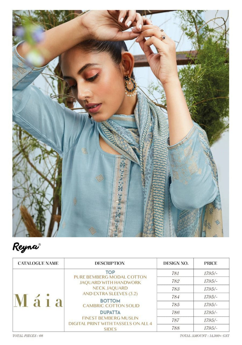 Reyna Maia Cotton Jaquard With Hand Work Stylish Designer Wear Salwar Suit