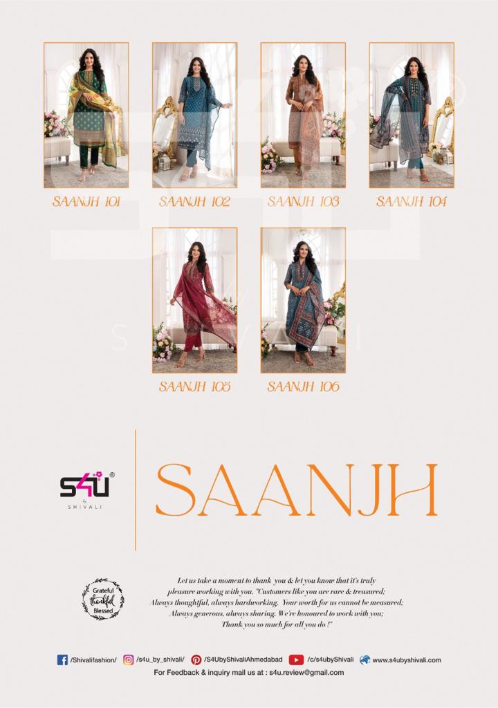 S4u Shivali Saanjh Fancy Stylish Designer Casual Summer Look Kurta With Pant And Dupatta