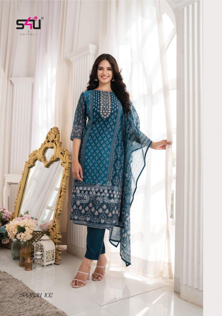 S4u Shivali Saanjh Fancy Stylish Designer Casual Summer Look Kurta With Pant And Dupatta