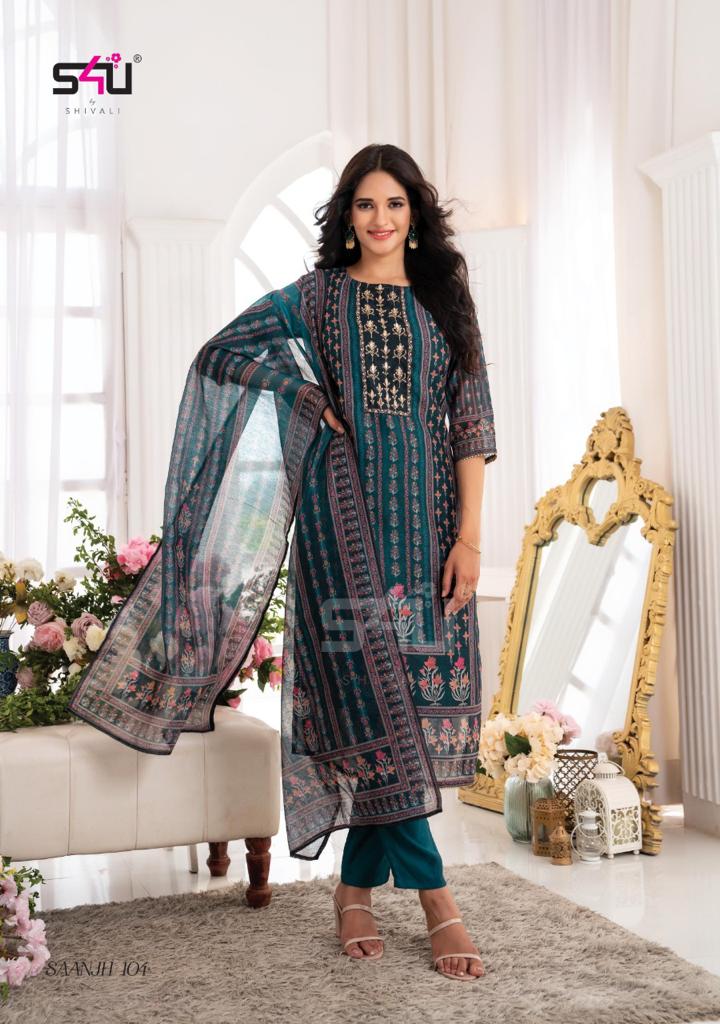 S4u Shivali Saanjh Fancy Stylish Designer Casual Summer Look Kurta With Pant And Dupatta