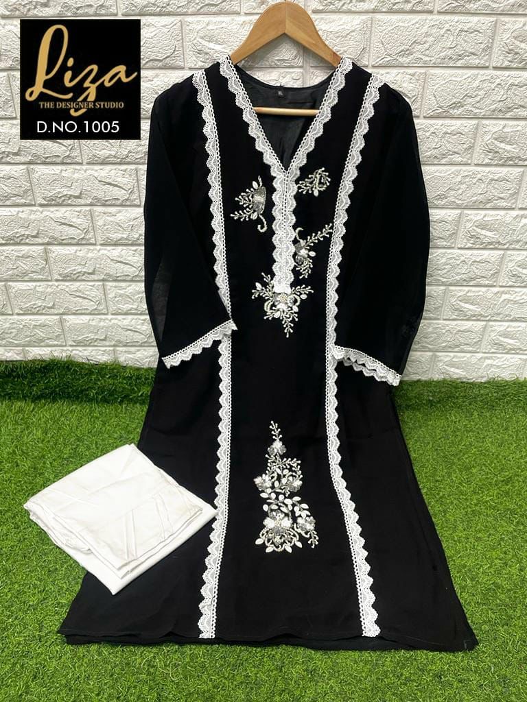 Liza Dno 1005 Faux Georgette Stylish Designer With Embroidered Work Kurti