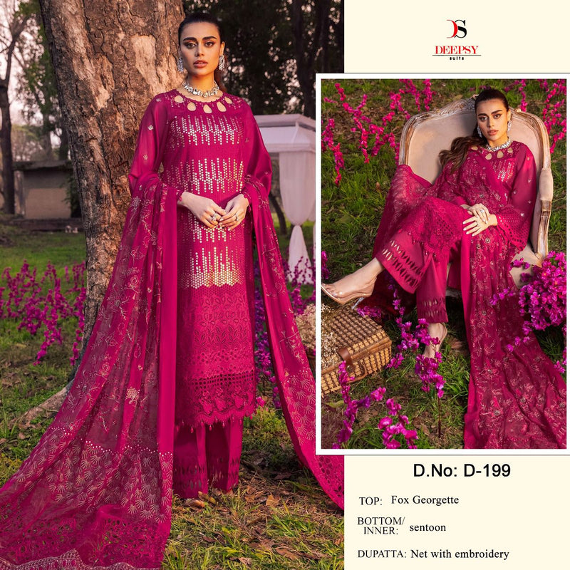 Deepsy Suit Dno 199 Georgette With Embroidered Stylish Designer Party Wear Salwar Kameez