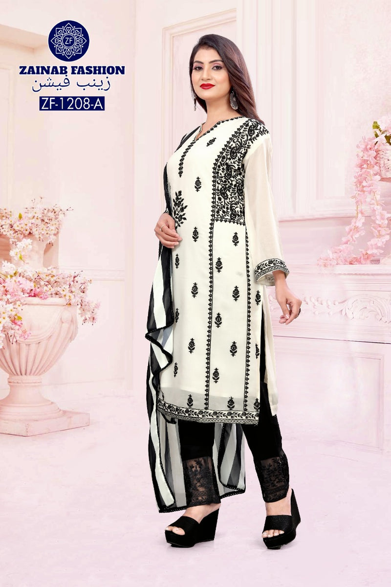 Zainab Fashion Dno 1208 A Fox Greorgette Stylish Designer Wear Pret Kurti