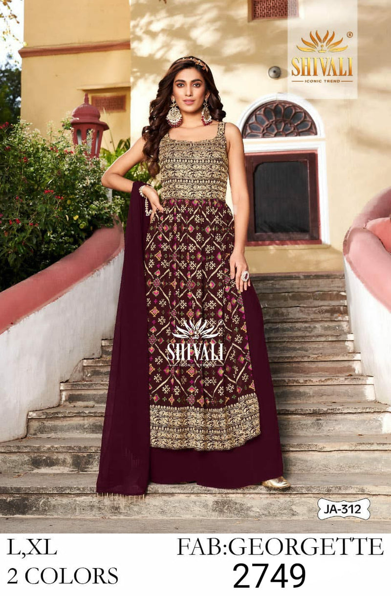 Shivali JA 312 Fox Georgette Stylish Designer Party Wear Long Graceful Look Kurti