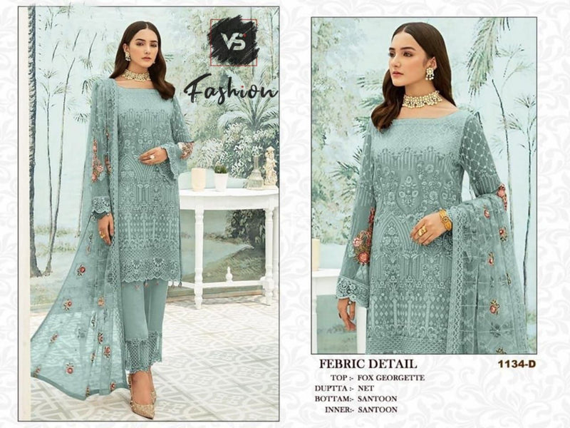 VS Fashion Dno 1134 D Fox Georgette Heavy Work Stylish Designer Party Wear Salwar Kameez