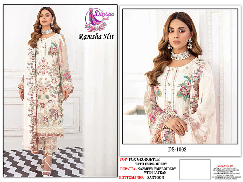 Dinsaa Suit Ramsha Hit Georgette Stylish Designer Party Wear Pakistani Style Salwar Suit