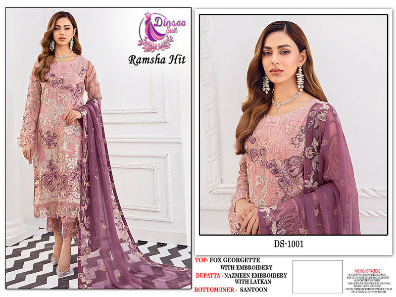 Dinsaa Suit Ramsha Hit Georgette Stylish Designer Party Wear Pakistani Style Salwar Suit