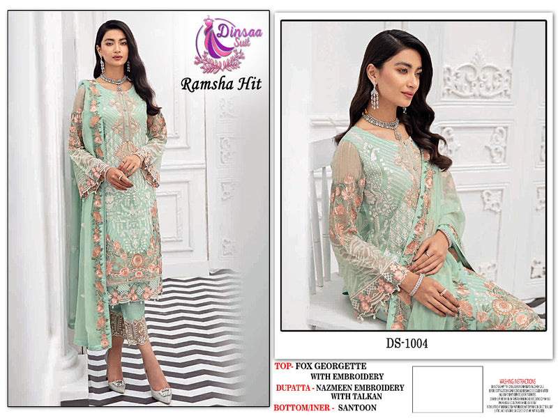 Dinsaa Suit Ramsha Hit Georgette Stylish Designer Party Wear Pakistani Style Salwar Suit