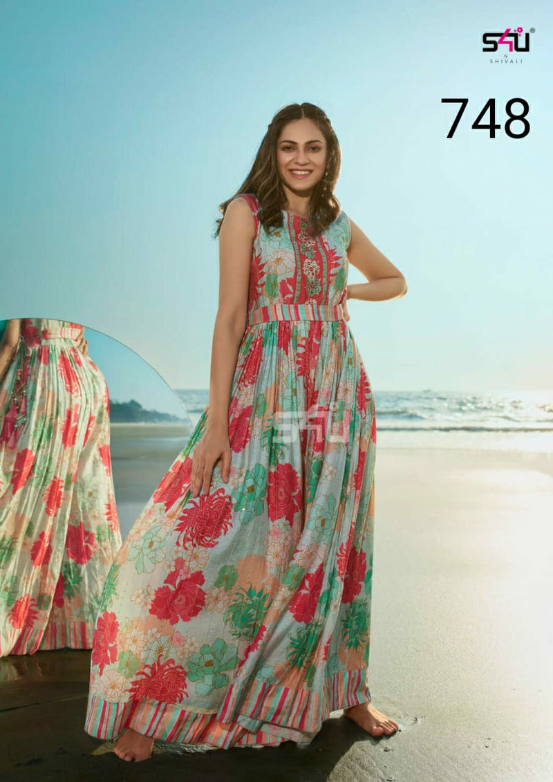 S4u Shivali Dno 748 Fancy Stylish Designer Party Wear Casual Look Long Kurti