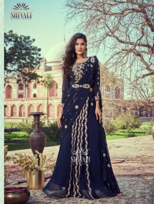 S4u Shivali Sarah Fancy With embroidery Work Stylish Designer Wedding Wear Indo Western Lehenga