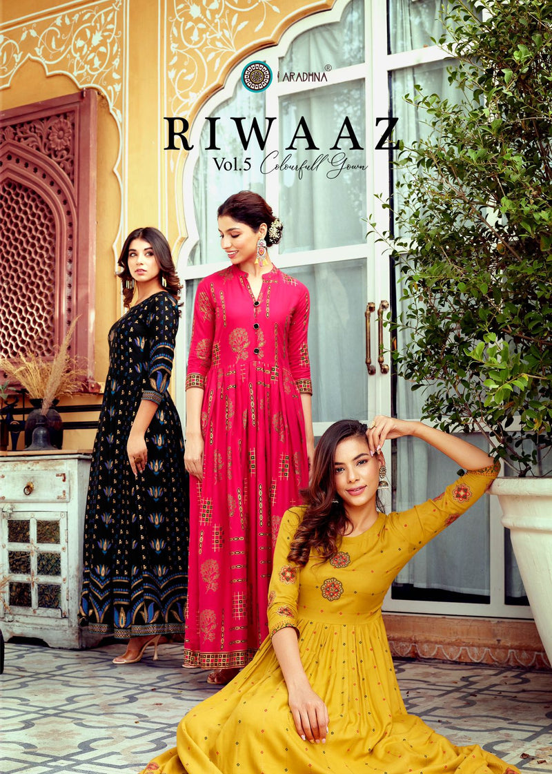 Aradhna Riwaaz Vol 5 Rayon Stylish Designer Party Wear Casual look Long Kurti