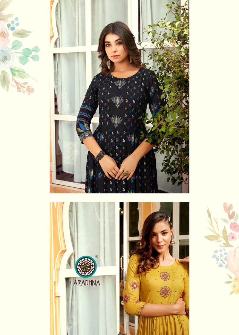 Aradhna Riwaaz Vol 5 Rayon Stylish Designer Party Wear Casual look Long Kurti