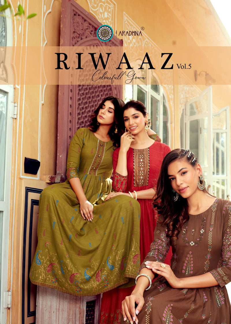 Aradhna Riwaaz Vol 5 Rayon Stylish Designer Party Wear Casual look Long Kurti