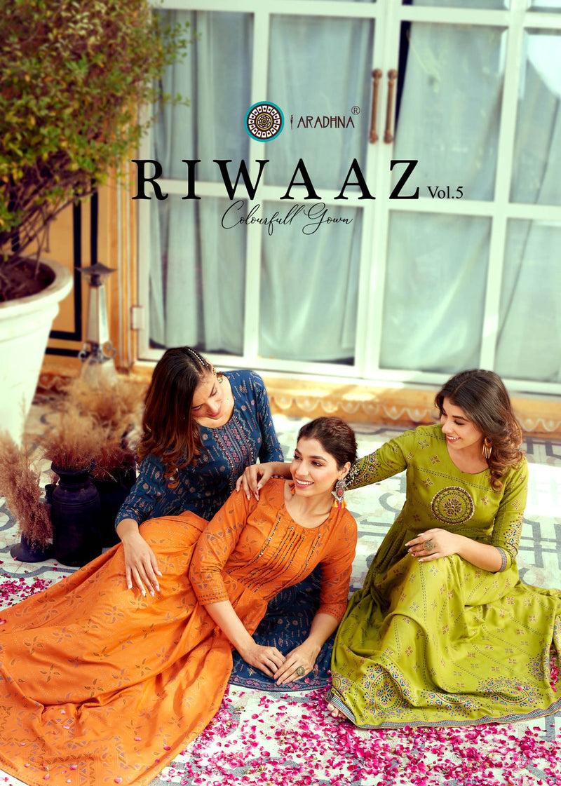 Aradhna Riwaaz Vol 5 Rayon Stylish Designer Party Wear Casual look Long Kurti