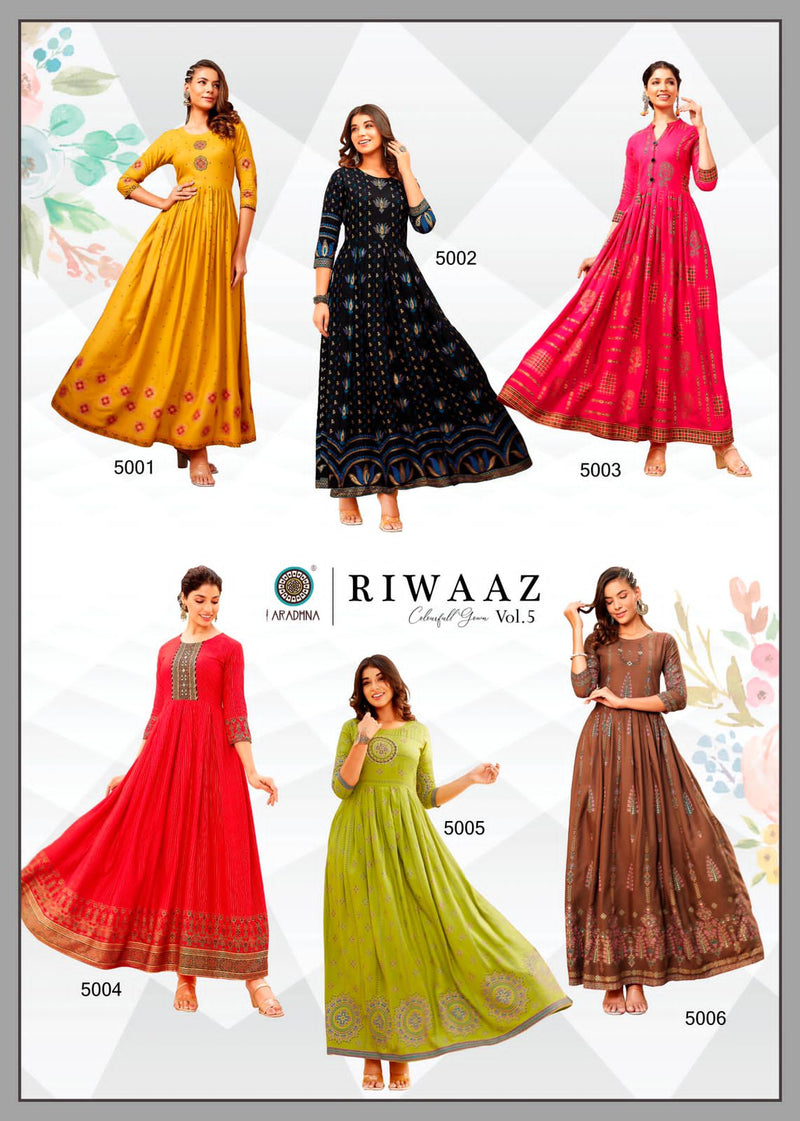 Aradhna Riwaaz Vol 5 Rayon Stylish Designer Party Wear Casual look Long Kurti