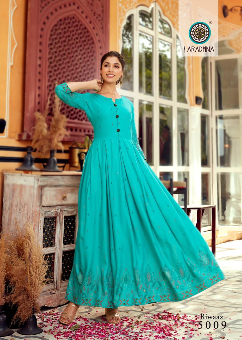 Aradhna Riwaaz Vol 5 Rayon Stylish Designer Party Wear Casual look Long Kurti