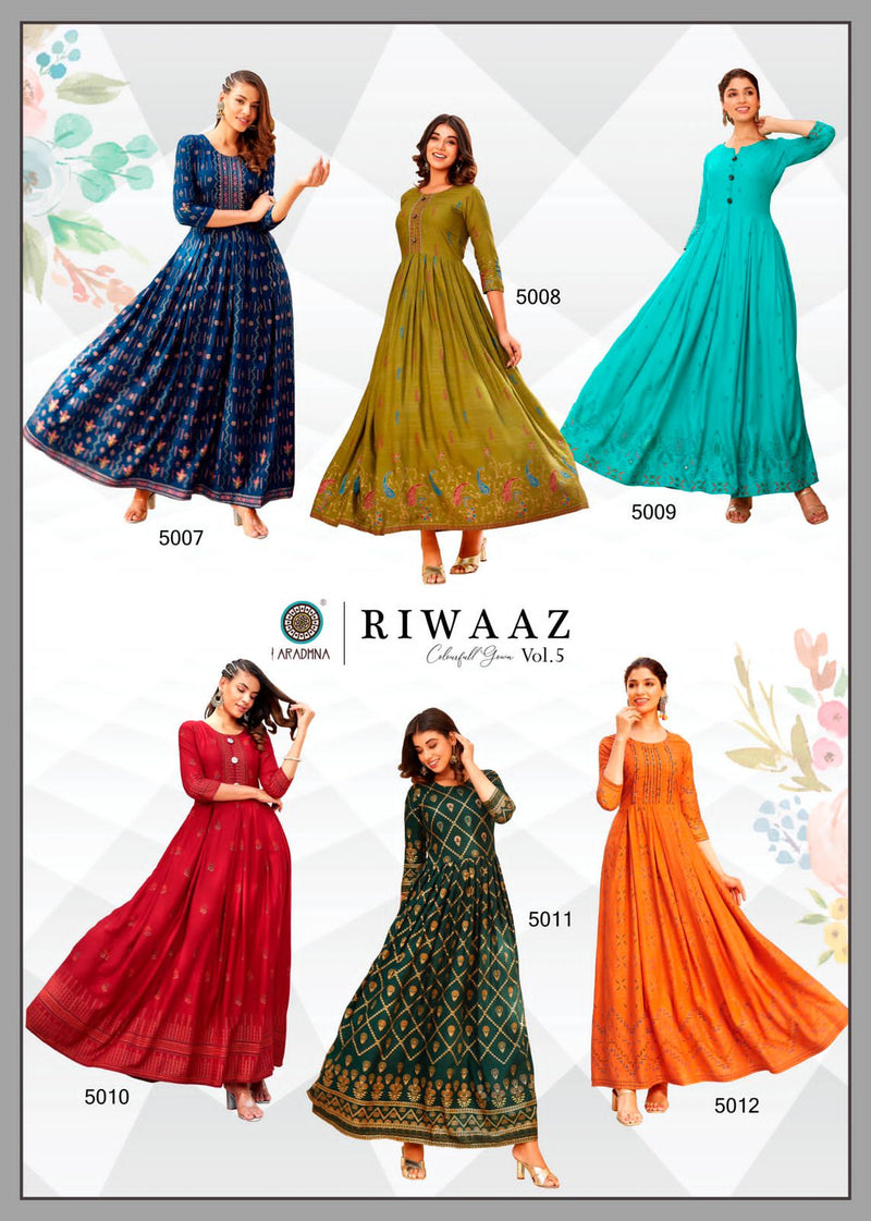 Aradhna Riwaaz Vol 5 Rayon Stylish Designer Party Wear Casual look Long Kurti