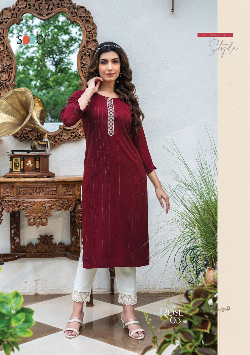 Soobr Rose Noire Rayon Stylish Designer  casual Wear Kurti