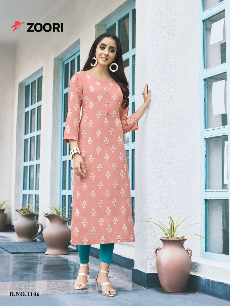 Zoori Akshara Vol 18  Rayon With Printed Work Stylisg Designer Party Wear Fancy Kurti