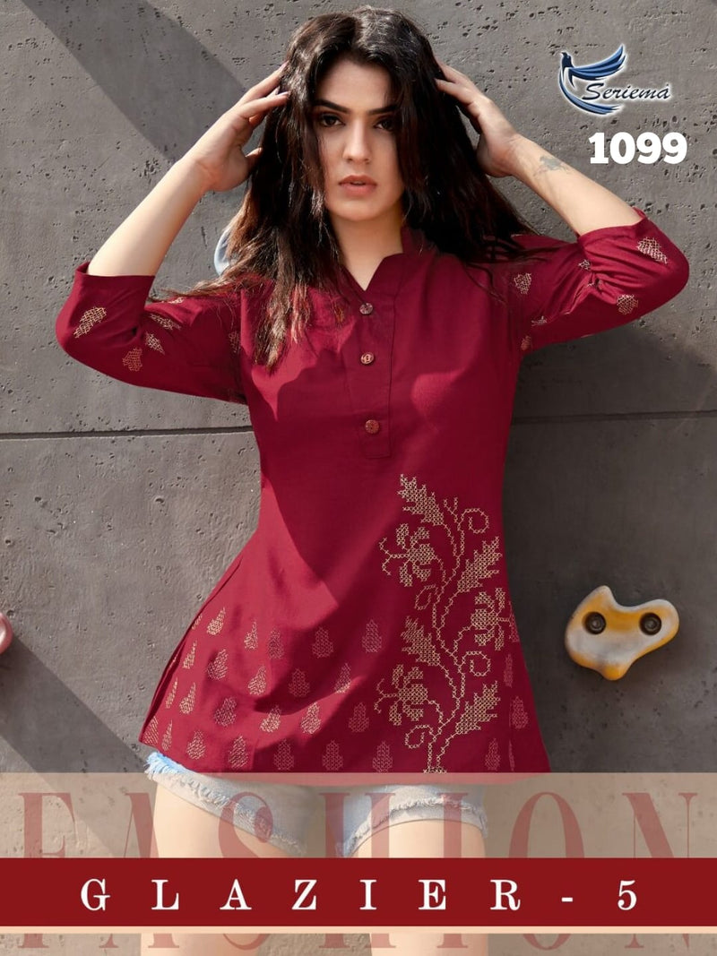 Seriema Glazier Vol 5 Fancy With Heavy Embroidery Work Stylish Designer Party Wear Casual Look Kurti