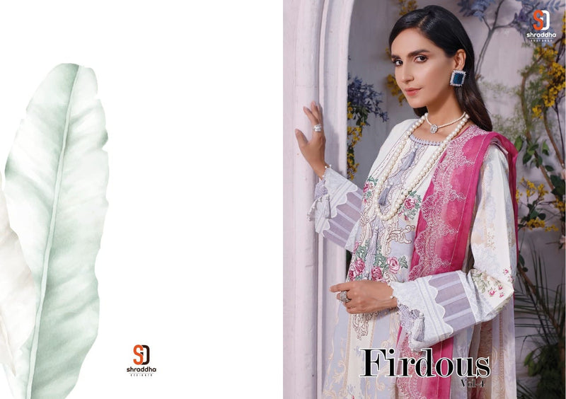 Sharadha Firdous Vol 4 Pure Cotton With Heavy Embroidery Work Stylish Designer Pakistani Salwar Suit