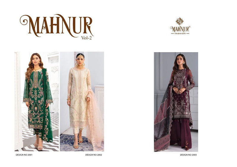 Mahnur Fashion Dno 2001 To 2003 Heavy Georgette Beautiful With Fancy Embroidery Work Stylish Designer Salwar Suit