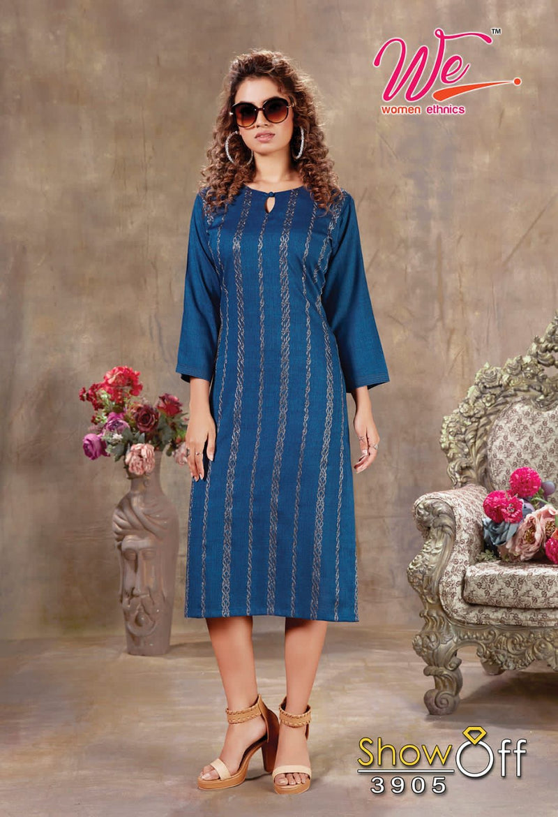 Showoff Dno 3901 To 3908 Heavy Rayon With Fancy Work Stylish Designer Fancy Kurti