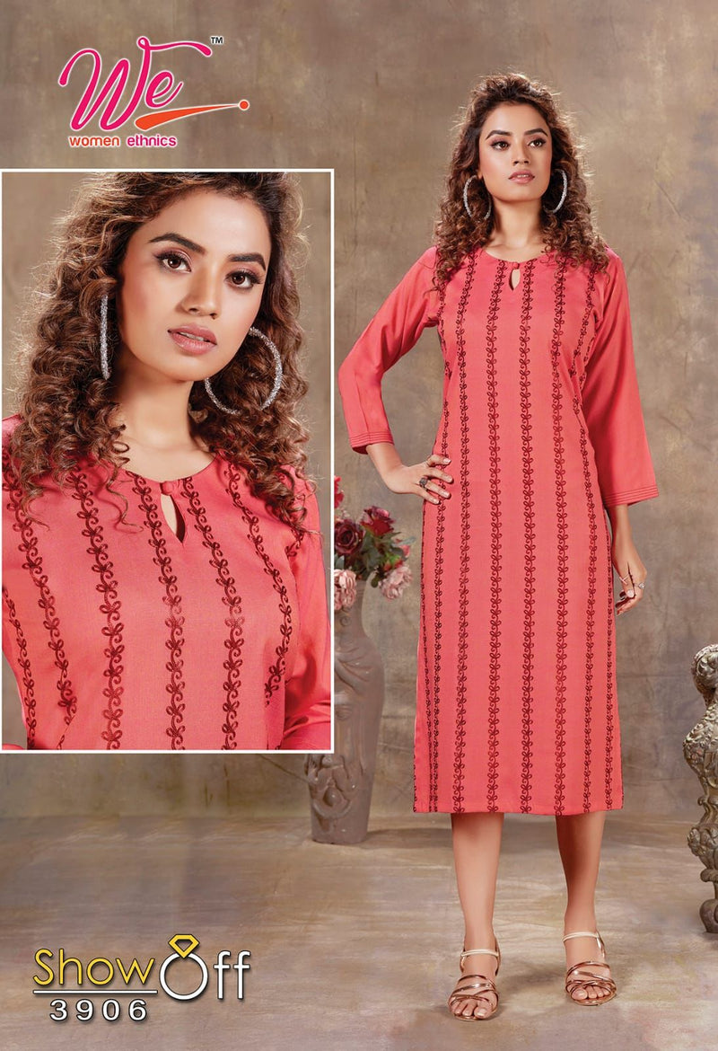 Showoff Dno 3901 To 3908 Heavy Rayon With Fancy Work Stylish Designer Fancy Kurti