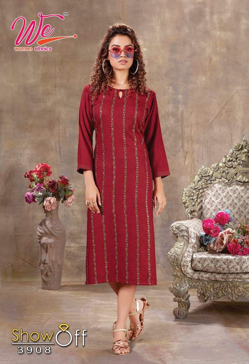 Showoff Dno 3901 To 3908 Heavy Rayon With Fancy Work Stylish Designer Fancy Kurti