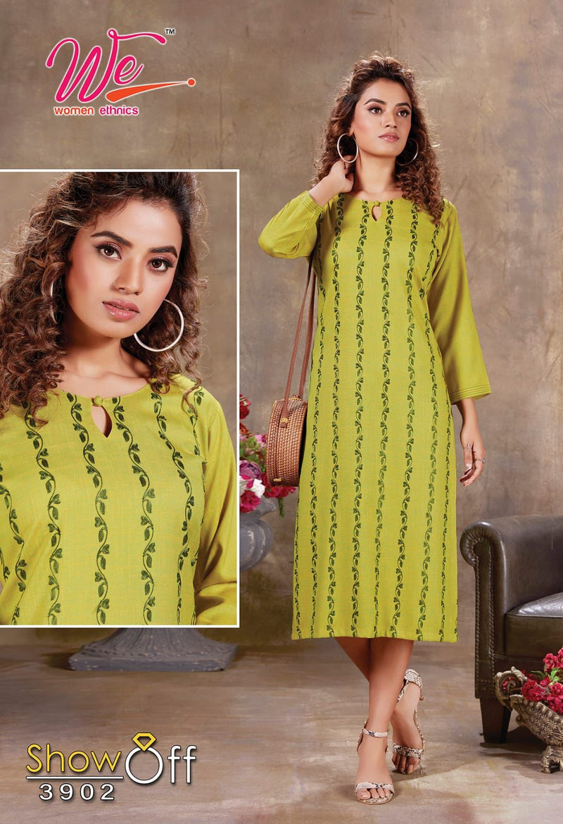 Showoff Dno 3901 To 3908 Heavy Rayon With Fancy Work Stylish Designer Fancy Kurti