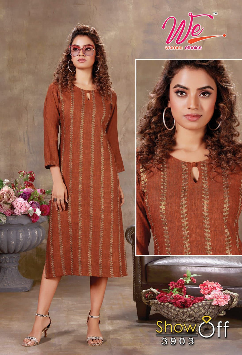 Showoff Dno 3901 To 3908 Heavy Rayon With Fancy Work Stylish Designer Fancy Kurti