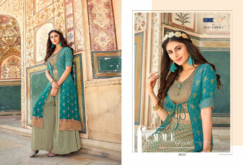 Anju Fabs Dno 9001 To 9004 Georgette With Heavy Embroidery Work Stylish Designer Party Wear Long Kurti