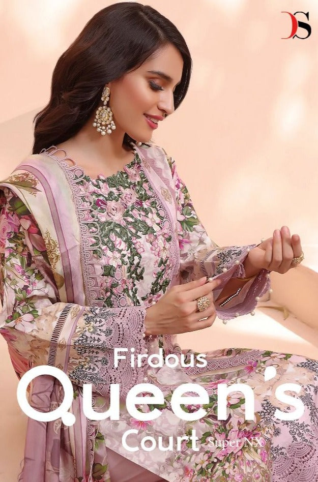 Deepsy Suit Firouds Queens Pure Cotton with Heavy Embroidery Work Stylish Designer Pakistani Salwar Kameez