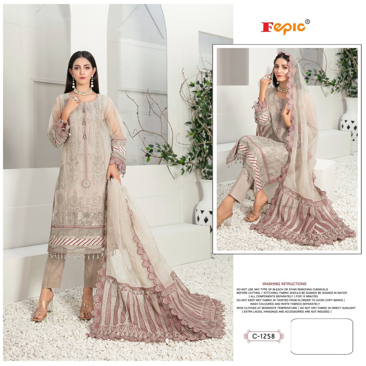 Fepic Suit Rosemeen C 1258 Organza Embroidery With Heavy Hand Work Stylish Designer Festive Wear Salwar Kameez