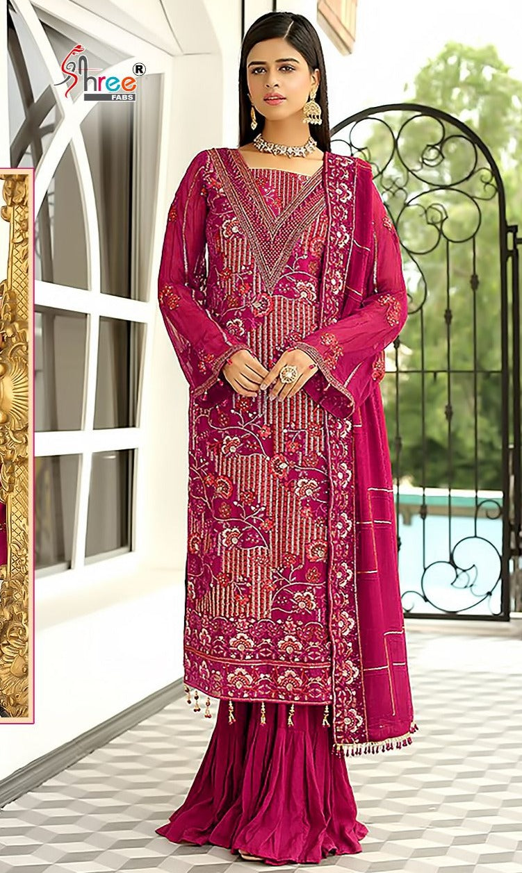 Shree Fabs Dno S 602 Georgette With Heavy Embroidery Work Stylish Designer Wedding Wear Salwar Kameez