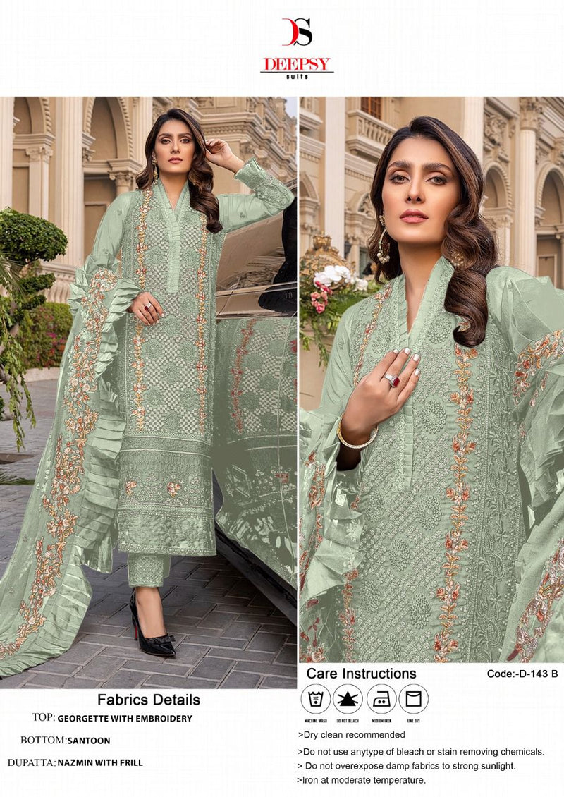 Deepsy Suit Dno 143 B Georgette With Nazmin Embroidery Work Stylish Designer Salwar Kameez