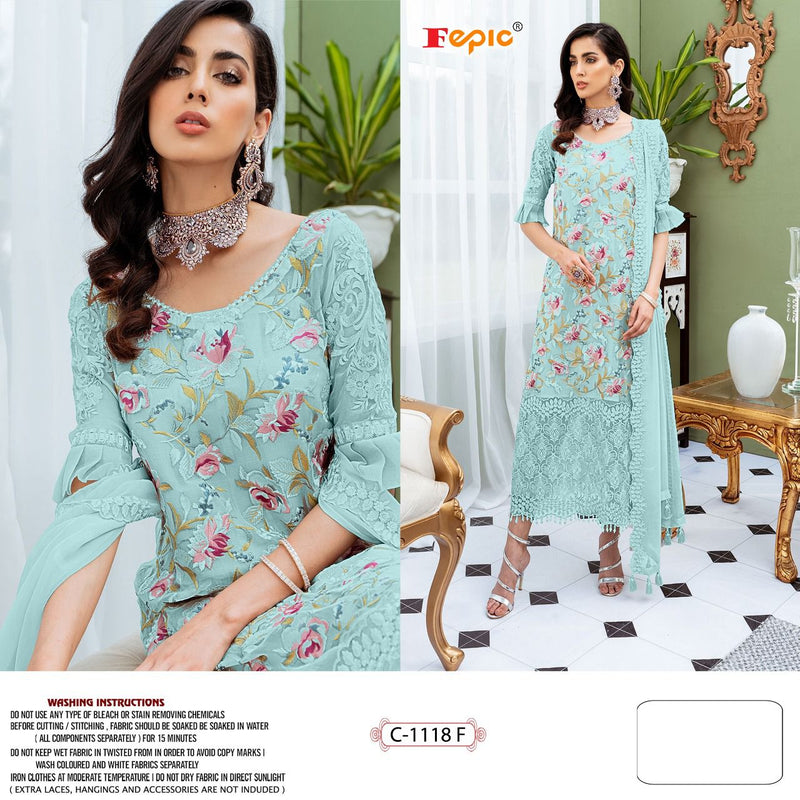 Fepic Suit Rosemeen Dno 1118 F Georgette With Net Embroidery Work Stylish Designer Party Wear Salwar Kameez
