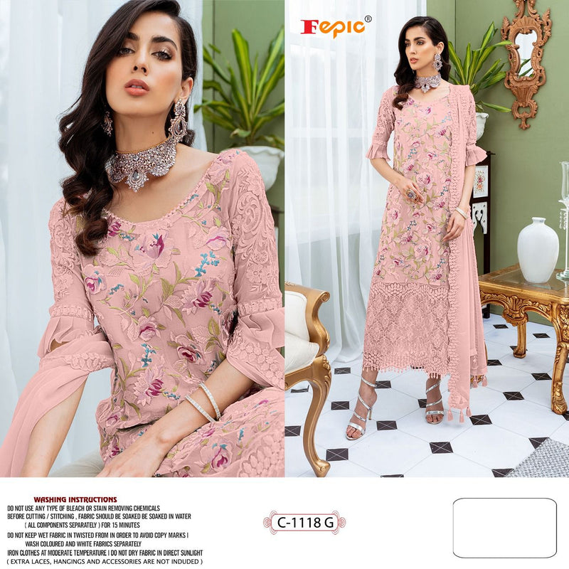 Fepic Suit Rosemeen Dno 1118 G Georgette With Net Embroidery Work Stylish Designer Party Wear Salwar Kameez