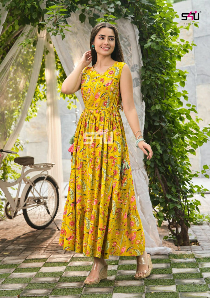 S4u Shivali Weekend Passions Rayon With Fancy Work Stylish Designer Party Wear Fancy Kurti